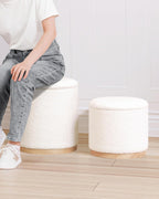 Round Ottoman with Tray Vanity Stool Storage (Set of 2)