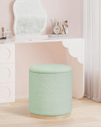 Round Ottoman with Tray Vanity Stool Storage (Set of 2)
