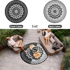 Round Outdoor Rug for Patio Reversible Waterproof