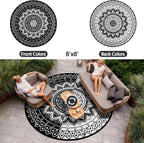 Round Outdoor Rug for Patio Reversible Waterproof