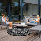 Round Outdoor Rug for Patio Reversible Waterproof