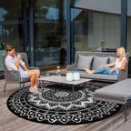 Round Outdoor Rug for Patio Reversible Waterproof