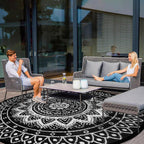 Round Outdoor Rug for Patio Reversible Waterproof