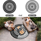 Round Outdoor Rug for Patio Reversible Waterproof