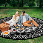 Round Outdoor Rug for Patio Reversible Waterproof