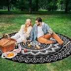 Round Outdoor Rug for Patio Reversible Waterproof