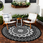 Round Outdoor Rug for Patio Reversible Waterproof
