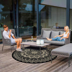 Round Outdoor Rug for Patio Reversible Waterproof