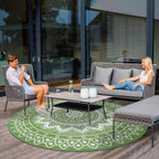 Round Outdoor Rug for Patio Reversible Waterproof