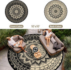 Round Outdoor Rug for Patio Reversible Waterproof