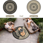 Round Outdoor Rug for Patio Reversible Waterproof