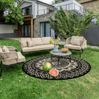 Round Outdoor Rug for Patio Reversible Waterproof