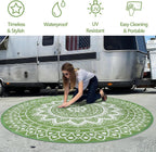 Round Outdoor Rug for Patio Reversible Waterproof