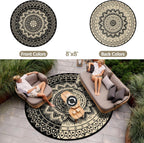 Round Outdoor Rug for Patio Reversible Waterproof