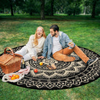 Round Outdoor Rug for Patio Reversible Waterproof