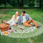 Round Outdoor Rug for Patio Reversible Waterproof