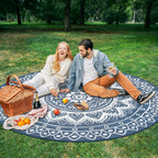 Round Outdoor Rug for Patio Reversible Waterproof