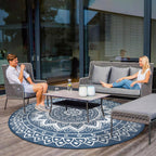 Round Outdoor Rug for Patio Reversible Waterproof