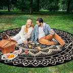 Round Outdoor Rug for Patio Reversible Waterproof