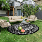 Round Outdoor Rug for Patio Reversible Waterproof