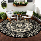 Round Outdoor Rug for Patio Reversible Waterproof
