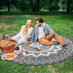 Round Outdoor Rug for Patio Reversible Waterproof