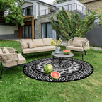 Round Outdoor Rug for Patio Reversible Waterproof