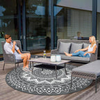 Round Outdoor Rug for Patio Reversible Waterproof