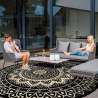 Round Outdoor Rug for Patio Reversible Waterproof