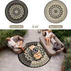 Round Outdoor Rug for Patio Reversible Waterproof