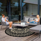 Round Outdoor Rug for Patio Reversible Waterproof