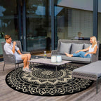 Round Outdoor Rug for Patio Reversible Waterproof