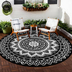 Round Outdoor Rug for Patio Reversible Waterproof