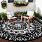 Round Outdoor Rug for Patio Reversible Waterproof