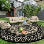 Round Outdoor Rug for Patio Reversible Waterproof