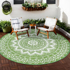 Round Outdoor Rug for Patio Reversible Waterproof