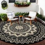 Round Outdoor Rug for Patio Reversible Waterproof