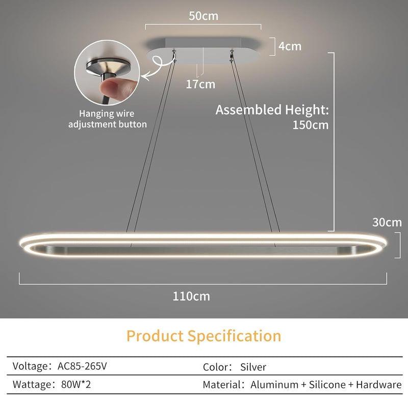 Round Pendant Light Brightness Adjustable 10%-100% 3000K (3Pack)