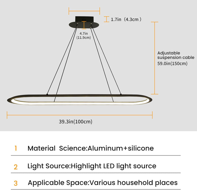 Round Pendant Light Brightness Adjustable 10%-100% 3000K (3Pack)