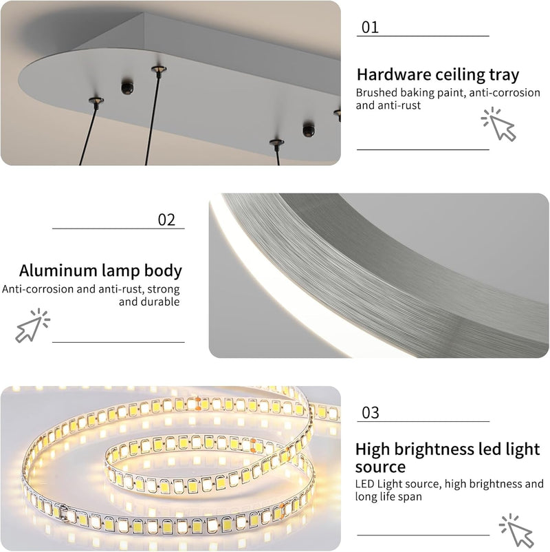 Round Pendant Light Brightness Adjustable 10%-100% 3000K (3Pack)