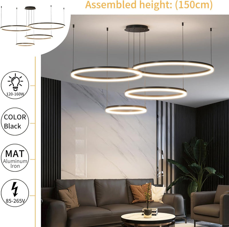 Round Pendant Light Brightness Adjustable 10%-100% 3000K (3Pack)