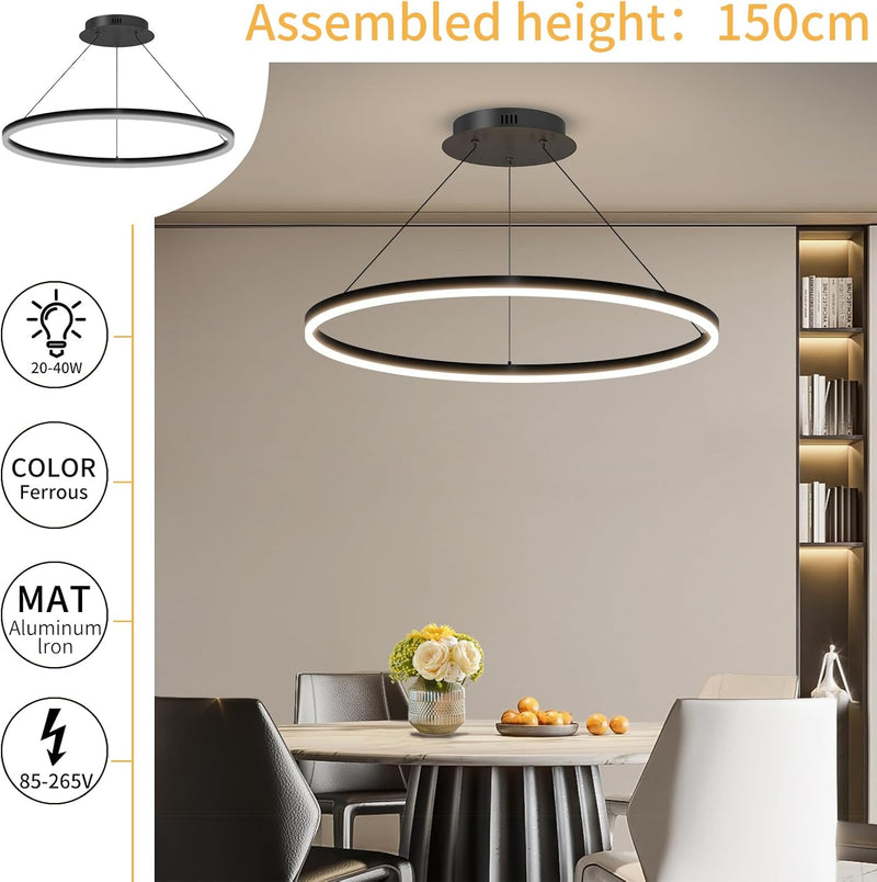Round Pendant Light Brightness Adjustable 10%-100% 3000K (3Pack)