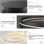 Round Pendant Light Brightness Adjustable 10%-100% 3000K (3Pack)