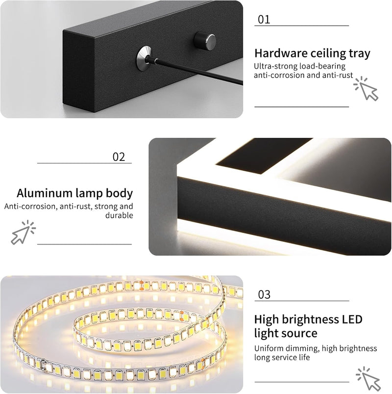 Round Pendant Light Brightness Adjustable 10%-100% 3000K (3Pack)