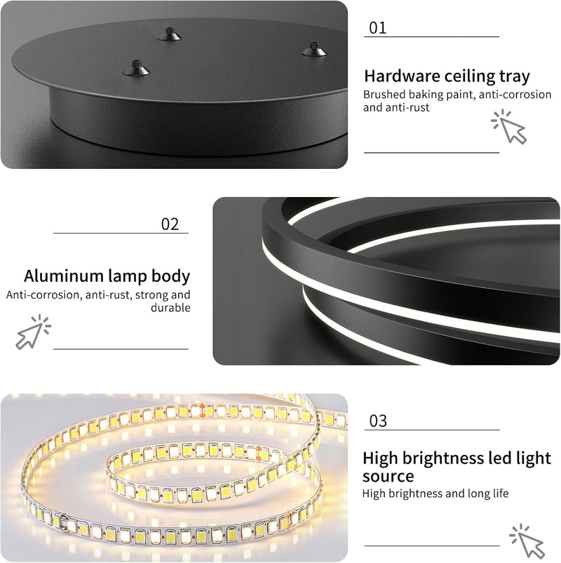 Round Pendant Light Brightness Adjustable 10%-100% 3000K (3Pack)