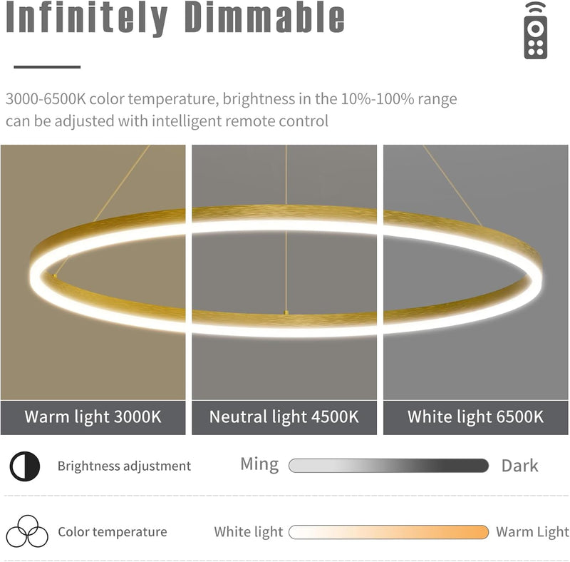 Round Pendant Light Dimmable Breakfast Island Lighting