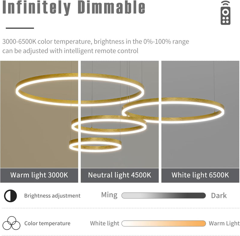 Round Pendant Light Dimmable Breakfast Island Lighting