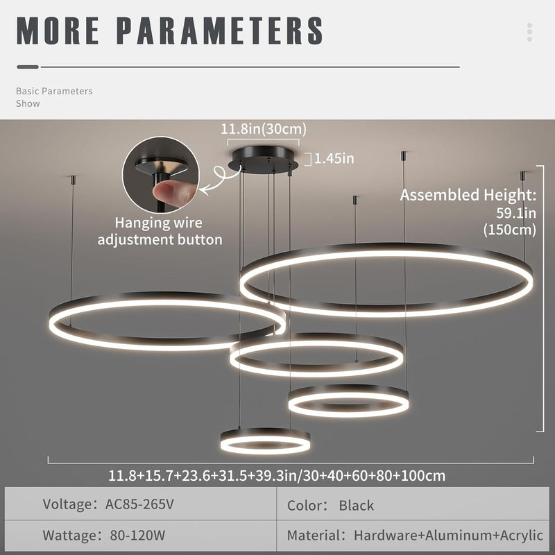 Round Pendant Light Dimmable Breakfast Island Lighting