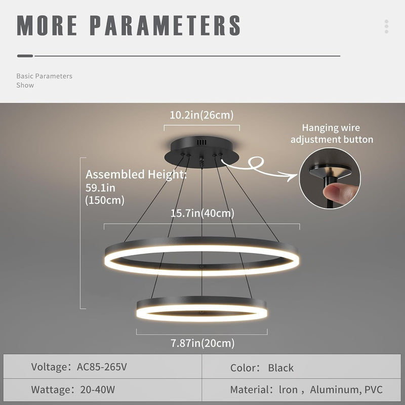 Round Pendant Light Dimmable Breakfast Island Lighting