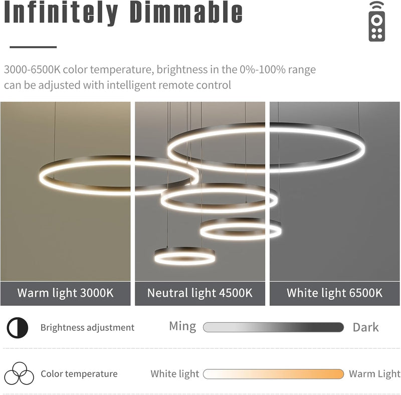 Round Pendant Light Dimmable Breakfast Island Lighting